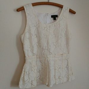 Creamy Lace Peplum Tank